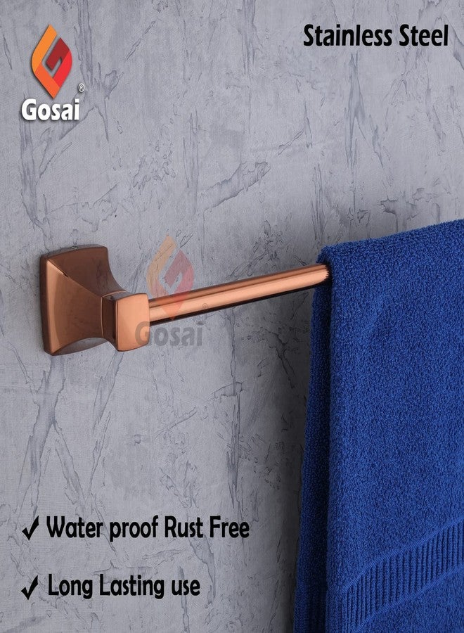 GOSAI حامل مناشف حمام فاخر من الفولاذ المقاوم للصدأ مطلي بالذهب الوردي بتقنية PVD من GOSAI | قضيب مناشف ذهبي وردي | حامل مناشف | حامل مناشف للحمام (24 بوصة) - Image 4